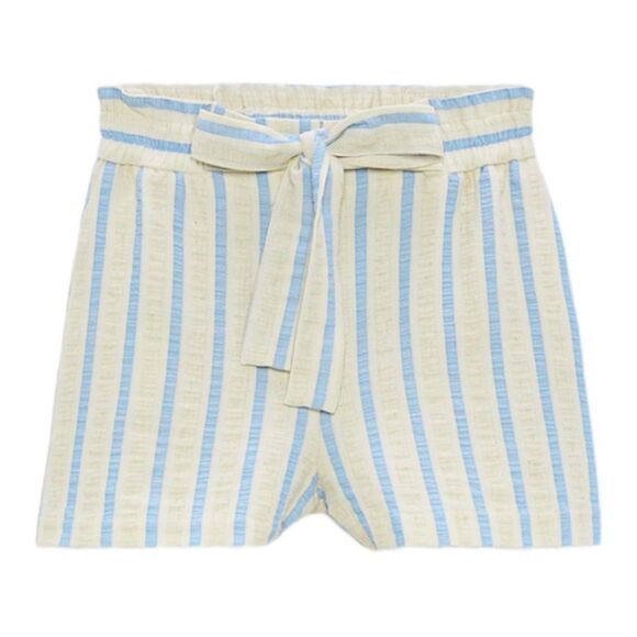 ZARA | Blue/White | STRIPED BELTED SHORTS - Picture 2 of 12